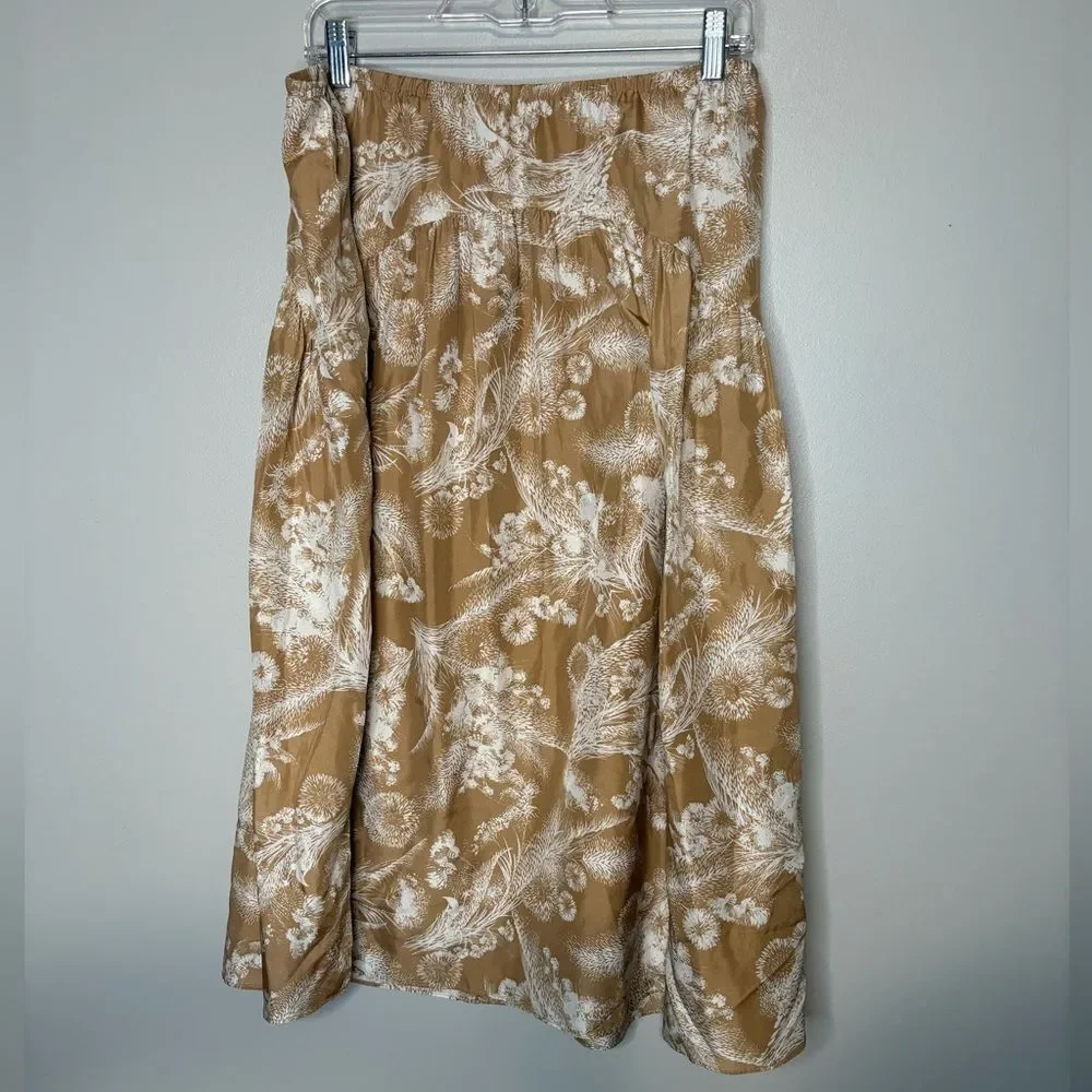 VINCE Printed Silk Midi Skirt